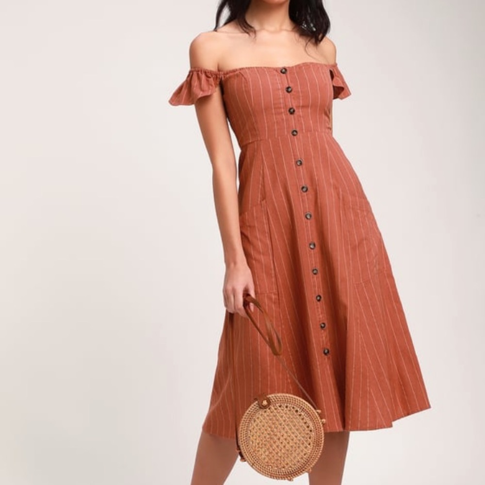 Lulus linen off the shoulder dress